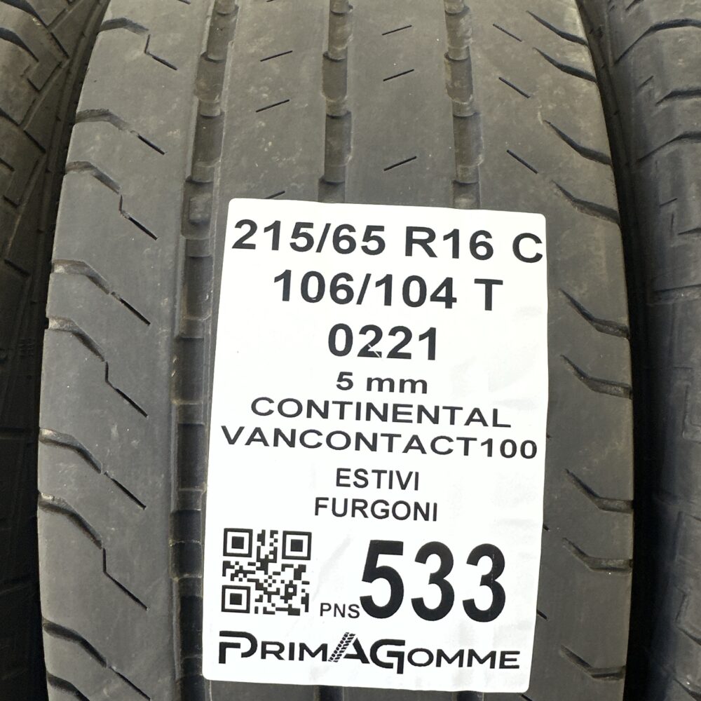 Pneumatici Usati 215 65 R16C 106/104T Continental Vancontact100 71% Estive | Gomme Usate | PrimaGomme.it Pneumatici Usati 215 65 R16C 106/104T Continental Vancontact100 71% Estive - immagine 3