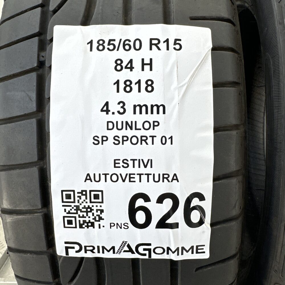 Pneumatici Usati 185 60 R15 84H Dunlop SP Sport 01 Estive | Gomme Usate | PrimaGomme.it Pneumatici Usati 185 60 R15 84H Dunlop SP Sport 01 Estive - immagine 3