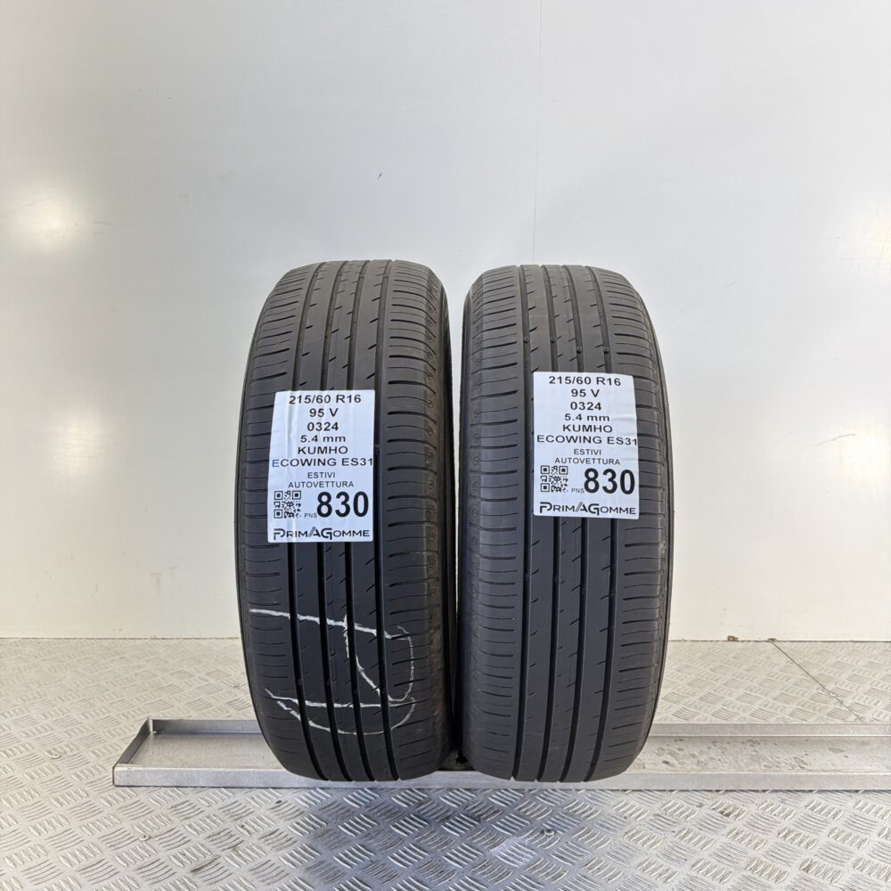 Pneumatici Usati 215 60 R16 95V Kumho Ecowing ES31 77% Estive | Gomme Usate | PrimaGomme.it Pneumatici Usati 215 60 R16 95V Kumho Ecowing ES31 77% Estive