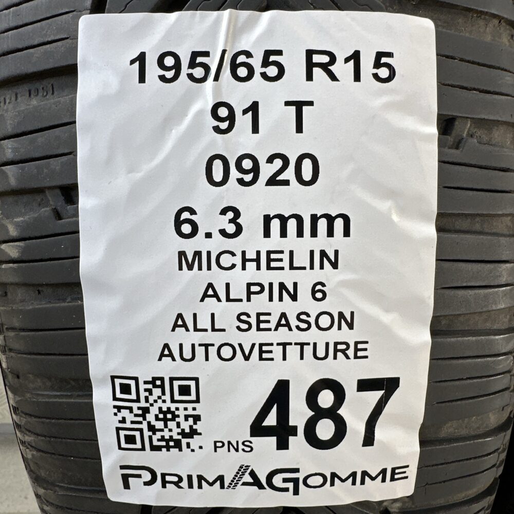 Pneumatici Usati 195 65 R15 91T Michelin Alpin 6 90% Quattro Stagioni | Gomme Usate | PrimaGomme.it Pneumatici Usati 195 65 R15 91T Michelin Alpin 6 90% Quattro Stagioni - immagine 3