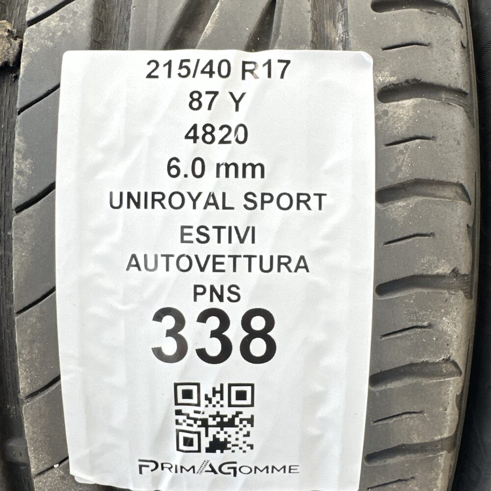 Pneumatici Usati 215 40 R17 87Y Uniroyal Sport 86% Estive | Gomme Usate | PrimaGomme.it Pneumatici Usati 215 40 R17 87Y Uniroyal Sport 86% Estive - immagine 3