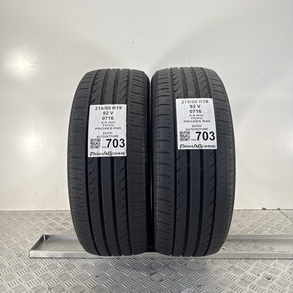 Pneumatici Usati 215 50 R19 92V Toyo Proxes R40 78% Estive | Gomme Usate | PrimaGomme.it Pneumatici Usati 215 50 R19 92V Toyo Proxes R40 78% Estive