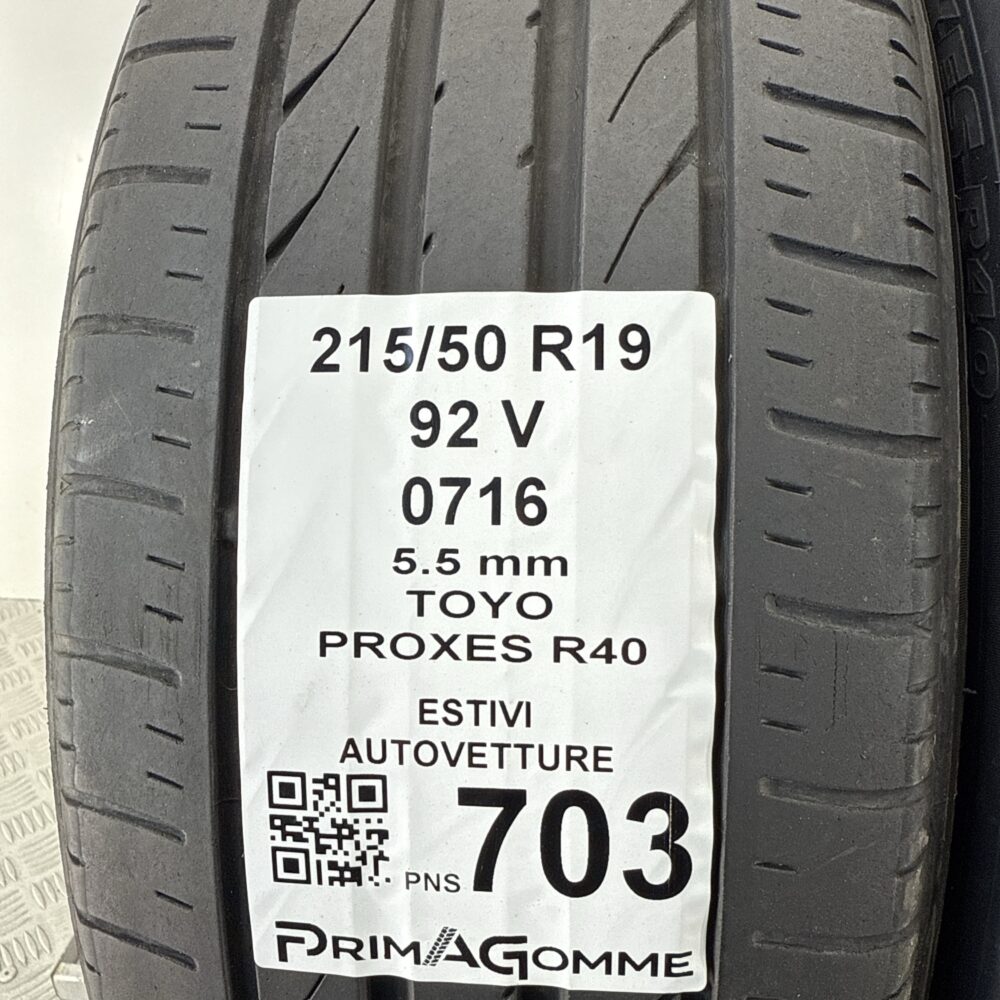 Pneumatici Usati 215 50 R19 92V Toyo Proxes R40 78% Estive | Gomme Usate | PrimaGomme.it Pneumatici Usati 215 50 R19 92V Toyo Proxes R40 78% Estive - immagine 3