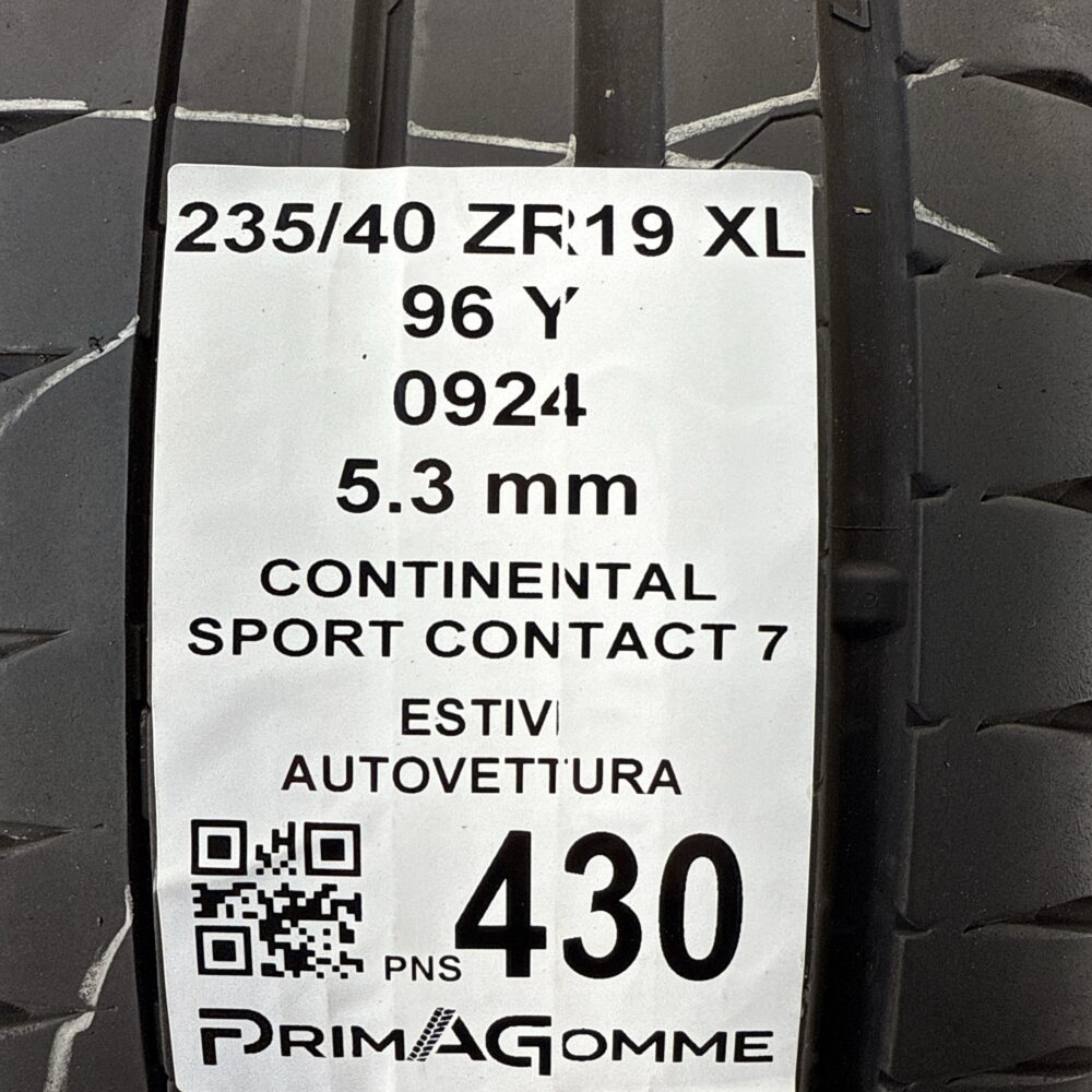 Pneumatici Usati 235 40 ZR19 XL 96Y Continental Sport Contact 7 78% Estive | Gomme Usate | PrimaGomme.it Pneumatici Usati 235 40 ZR19 XL 96Y Continental Sport Contact 7 78% Estive - immagine 3