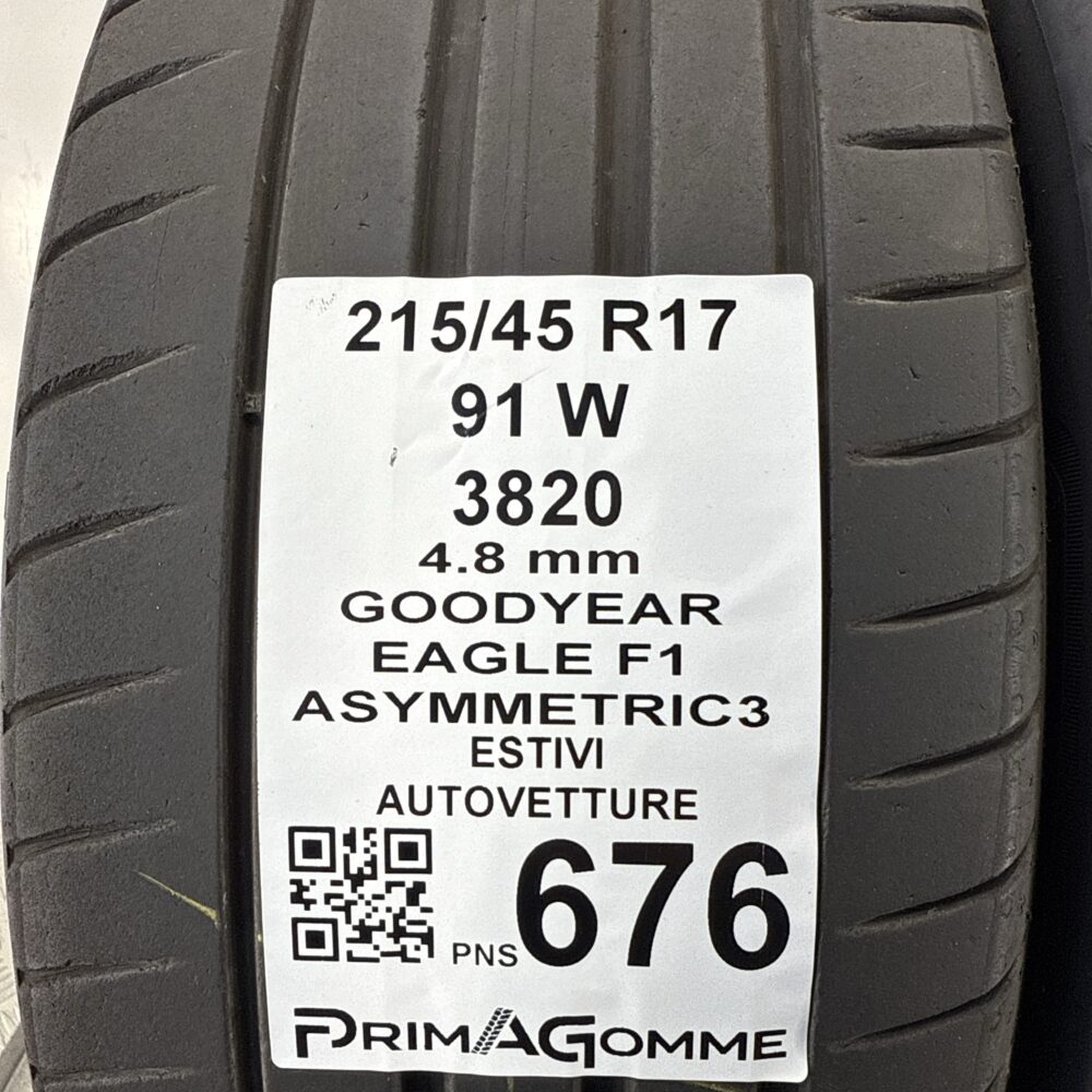 Pneumatici Usati 215 45 R17 91W Goodyear Eagle F1 Asymmetric3 Estive | Gomme Usate | PrimaGomme.it Pneumatici Usati 215 45 R17 91W Goodyear Eagle F1 Asymmetric3 Estive - immagine 3