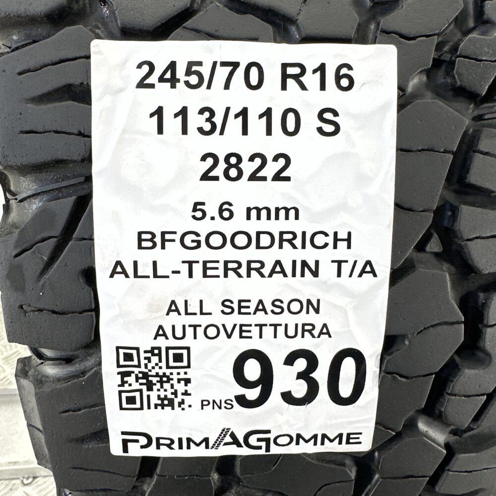 Pneumatici Usati 245 70 R16 113 110 S BFGoodrich All-Terrain T/A 70% Quattro Stagioni | Gomme Usate | PrimaGomme.it Pneumatici Usati 245 70 R16 113 110 S BFGoodrich All-Terrain T/A 70% Quattro Stagioni - immagine 3