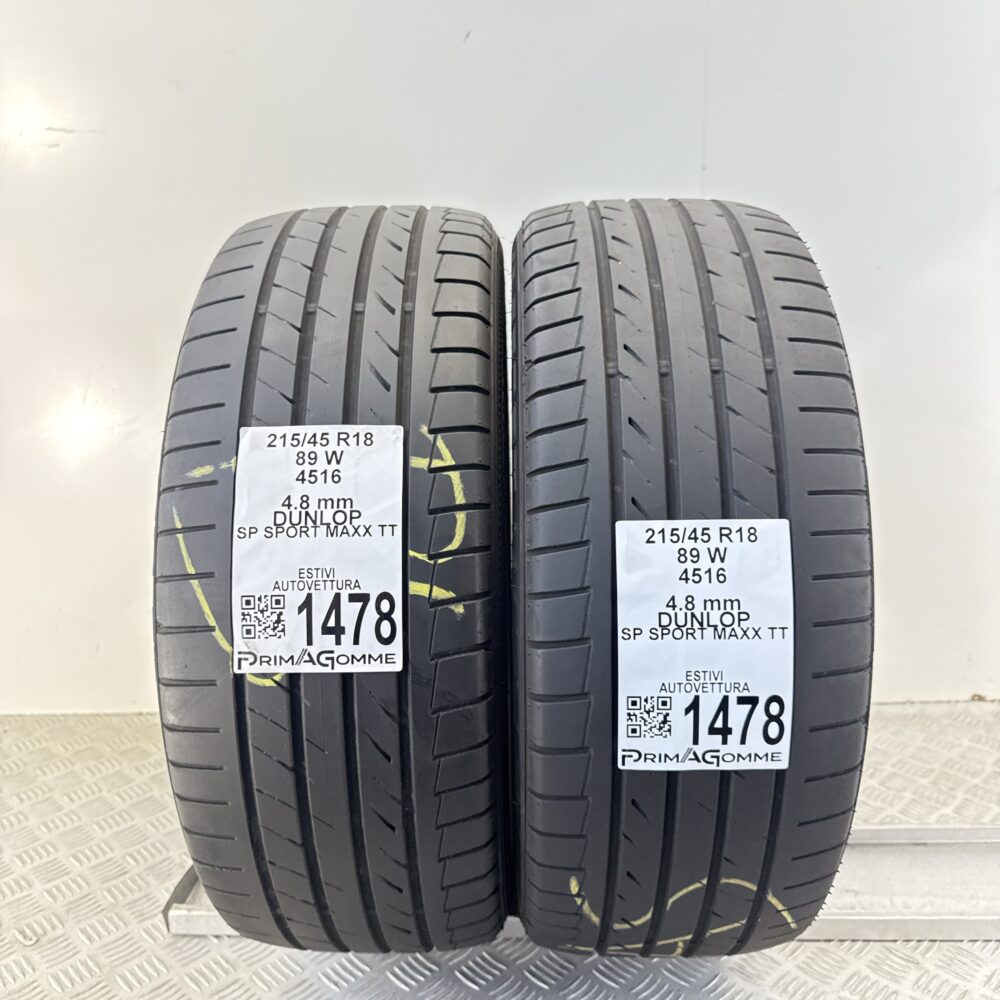 Gomme Usate 215 45 R18 89W Dunlop SP Sport Maxx TT Estive | Gomme Usate | PrimaGomme.it Gomme Usate 215 45 R18 89W Dunlop SP Sport Maxx TT Estive