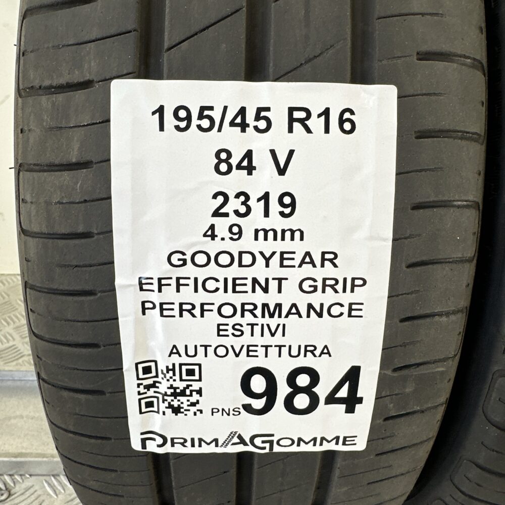 Gomme Usate 195 45 R16 84V Goodyear Efficient Grip Performance 70% Estive | Gomme Usate | PrimaGomme.it Gomme Usate 195 45 R16 84V Goodyear Efficient Grip Performance 70% Estive - immagine 3
