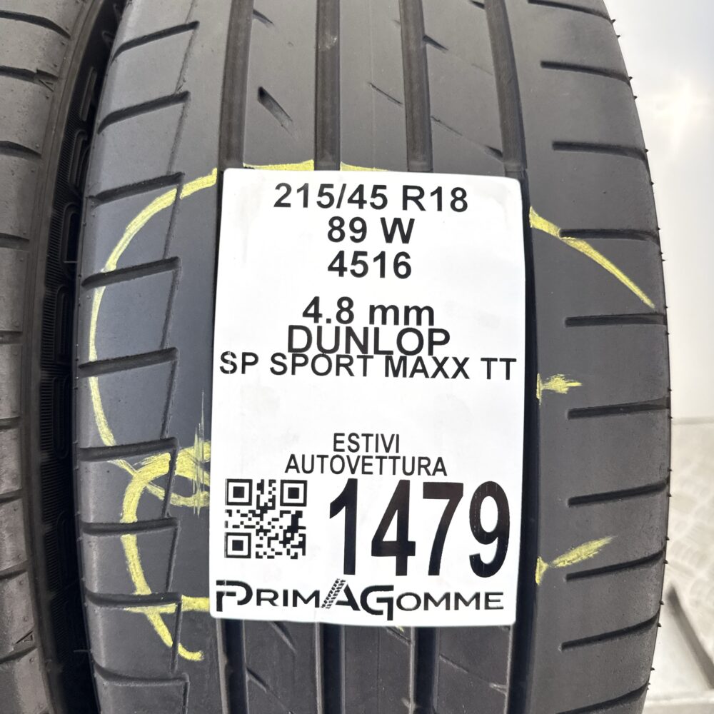 Gomme Usate 215 45 R18 89W Dunlop SP Sport Maxx TT 68% Estive | Gomme Usate | PrimaGomme.it Gomme Usate 215 45 R18 89W Dunlop SP Sport Maxx TT 68% Estive - immagine 2
