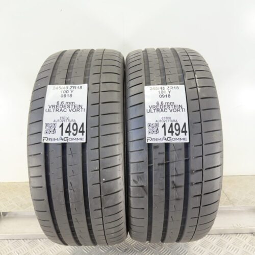 Gomme Usate 245 45 ZR18 100Y Vredestein Ultrac Vorti 94% Estive