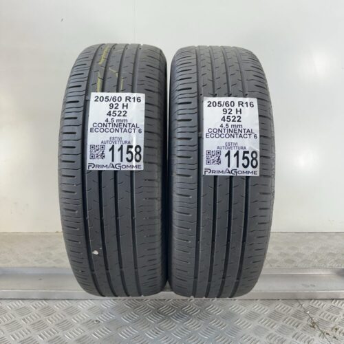 Gomme Usate 205 60 R16 92H Continental Ecocontact 6 Estive