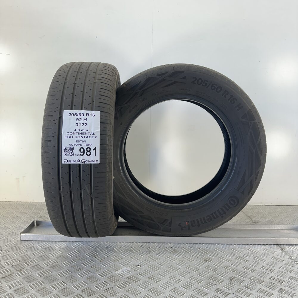Gomme Usate 205 60 R16 92H Continental Eco Contact 6 Estive | Gomme Usate | PrimaGomme.it Gomme Usate 205 60 R16 92H Continental Eco Contact 6 Estive - immagine 6