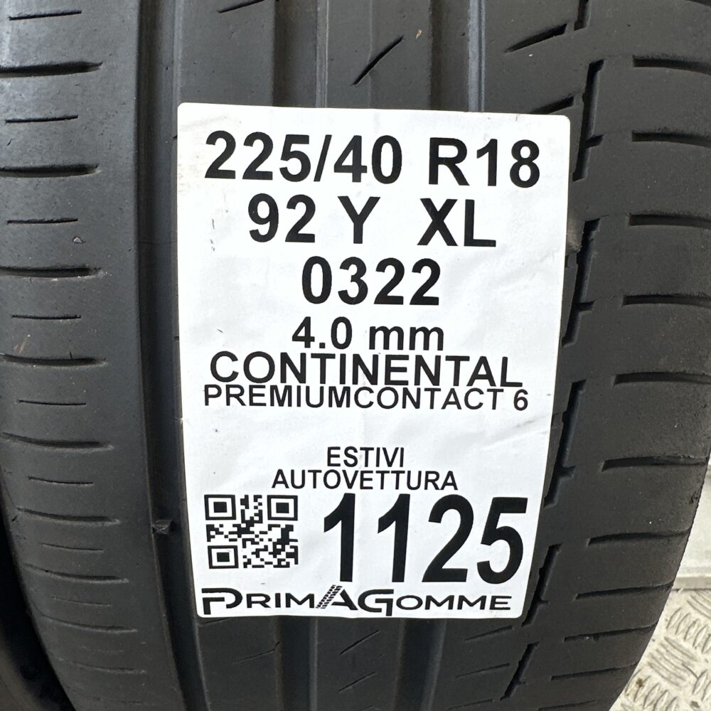 Gomme Usate 225 40 R18 XL 92Y Continental PremiumContact 6 Estive | Gomme Usate | PrimaGomme.it Gomme Usate 225 40 R18 XL 92Y Continental PremiumContact 6 Estive - immagine 3