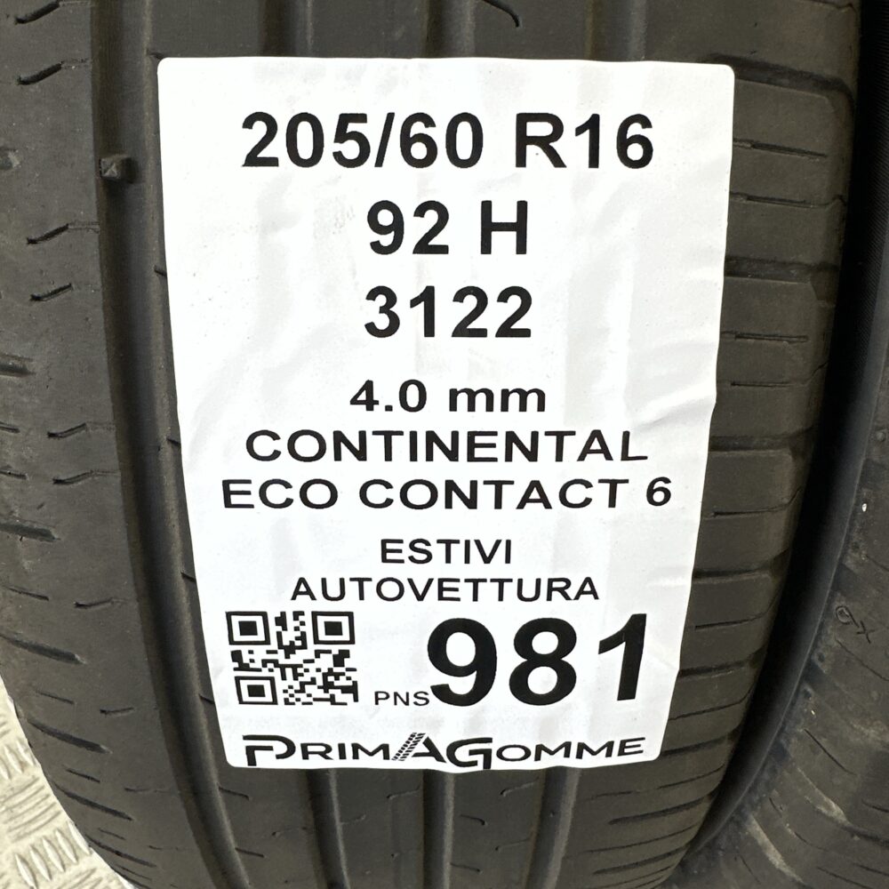 Gomme Usate 205 60 R16 92H Continental Eco Contact 6 Estive | Gomme Usate | PrimaGomme.it Gomme Usate 205 60 R16 92H Continental Eco Contact 6 Estive - immagine 3