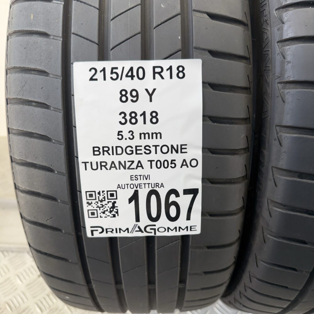 Gomme Usate 215 40 R18 89Y Bridgestone Turanza T005 AO 76% Estive | Gomme Usate | PrimaGomme.it Gomme Usate 215 40 R18 89Y Bridgestone Turanza T005 AO 76% Estive - immagine 3