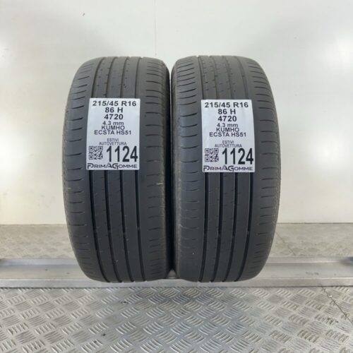 Gomme Usate 215 45 R16 86H Kumho Ecsta HS51 Estive