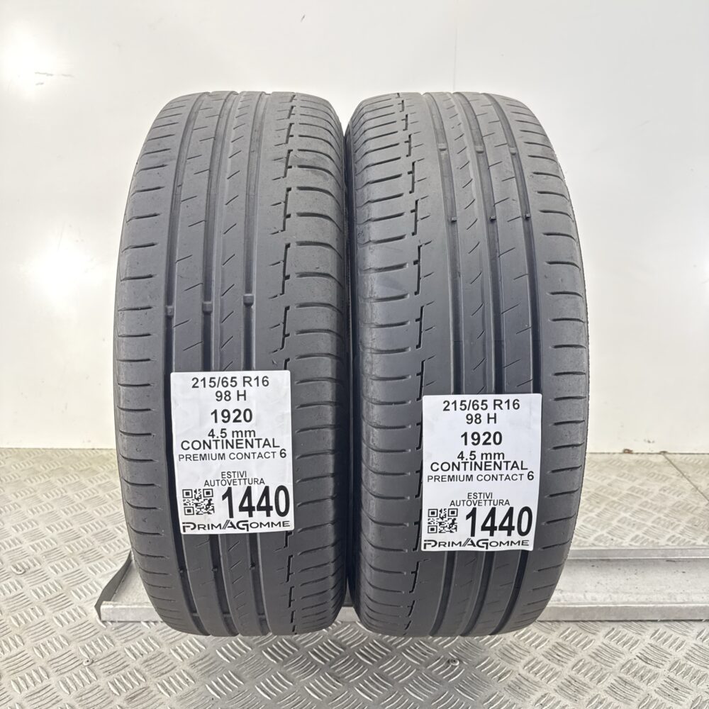 Gomme Usate 215 65 R16 98H Continental Premium Contact 6 Estive | Gomme Usate | PrimaGomme.it Gomme Usate 215 65 R16 98H Continental Premium Contact 6 Estive