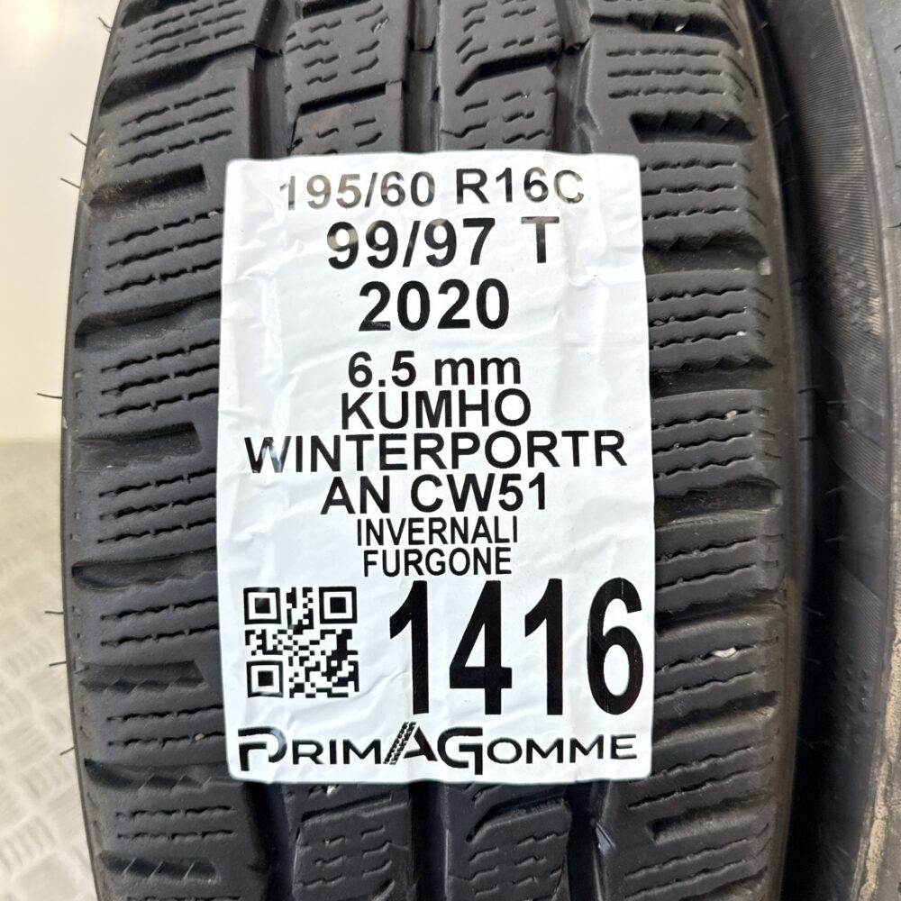 Gomme Usate 195 60 R16C 99 97T Kumho Winterportran CW51 88% Invernali | Gomme Usate | PrimaGomme.it Gomme Usate 195 60 R16C 99 97T Kumho Winterportran CW51 88% Invernali - immagine 3