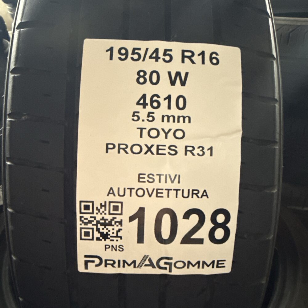 Gomme Usate 195 45 R16 80W Toyo Proxes R31 78% Estive | Gomme Usate | PrimaGomme.it Gomme Usate 195 45 R16 80W Toyo Proxes R31 78% Estive - immagine 3