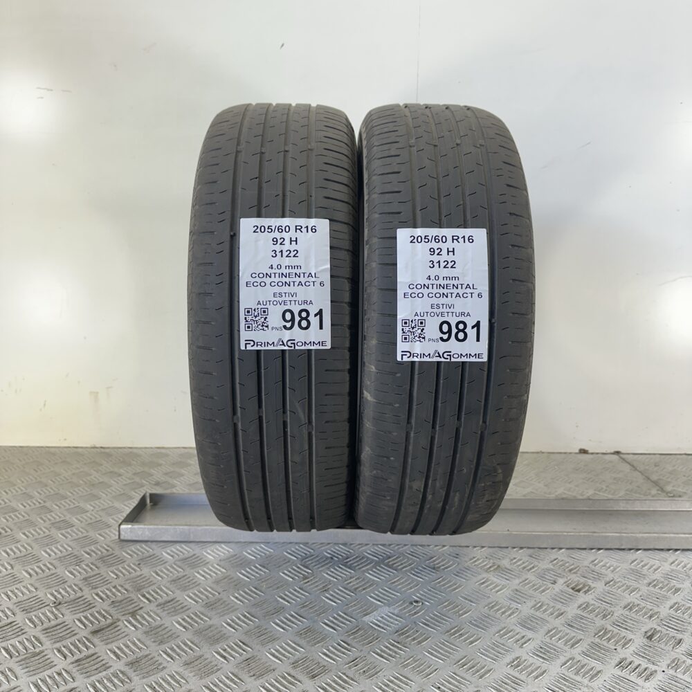 Gomme Usate 205 60 R16 92H Continental Eco Contact 6 Estive | Gomme Usate | PrimaGomme.it Gomme Usate 205 60 R16 92H Continental Eco Contact 6 Estive