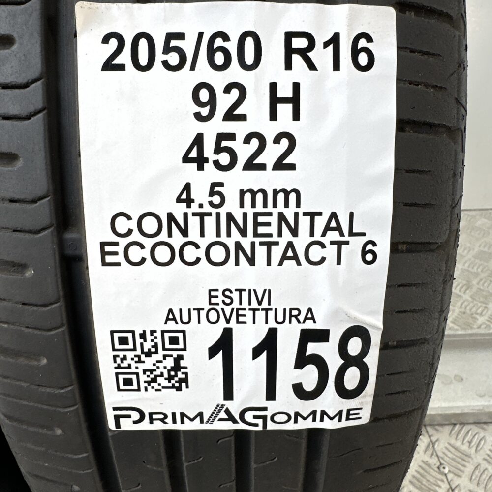 Gomme Usate 205 60 R16 92H Continental Ecocontact 6 Estive | Gomme Usate | PrimaGomme.it Gomme Usate 205 60 R16 92H Continental Ecocontact 6 Estive - immagine 3
