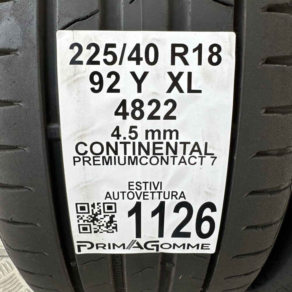 Gomme Usate 225 40 R18 XL 92Y Continental PremiumContact 7 Estive | Gomme Usate | PrimaGomme.it Gomme Usate 225 40 R18 XL 92Y Continental PremiumContact 7 Estive - immagine 3