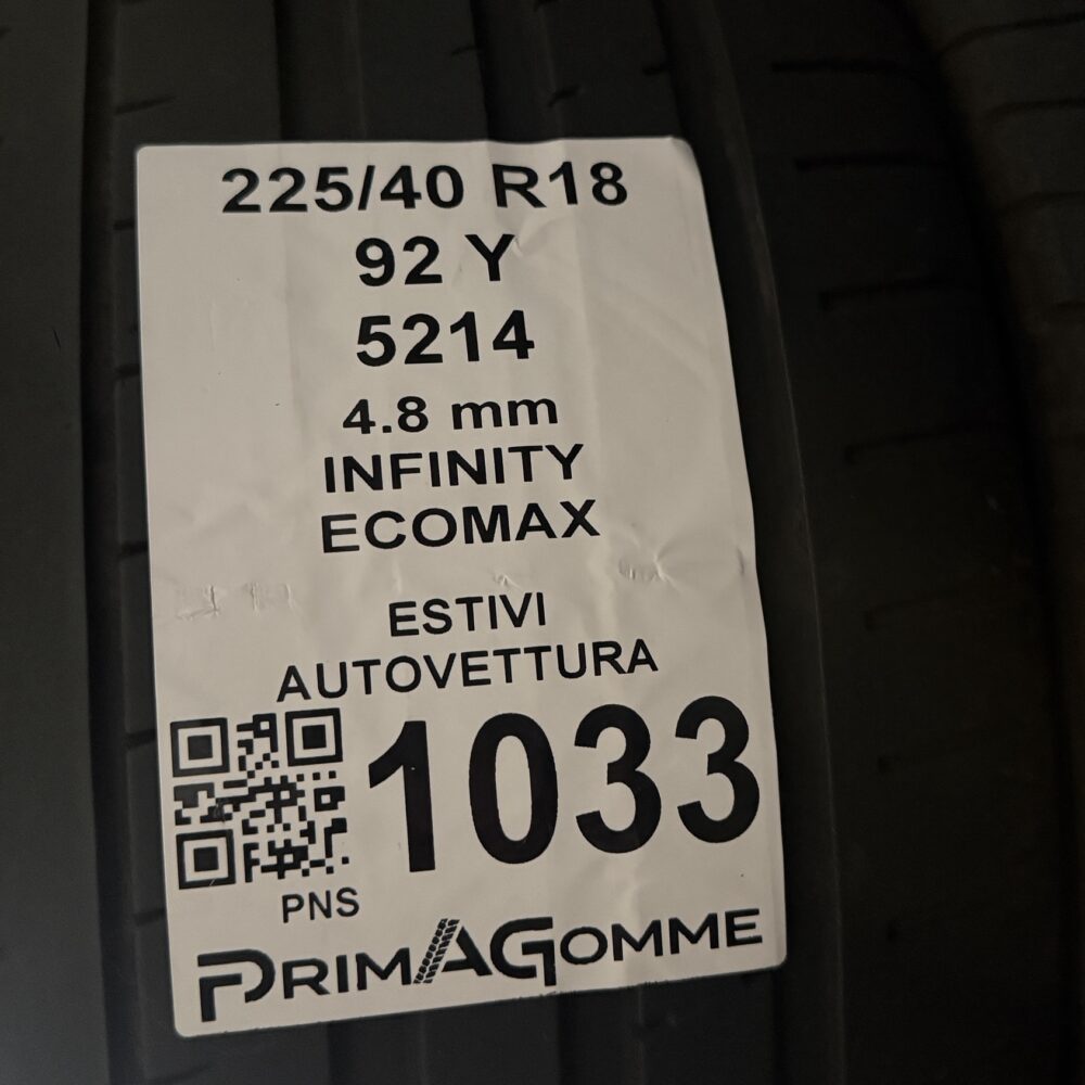 Gomme Usate 225 40 R18 92Y Infinity Ecomax Estive | Gomme Usate | PrimaGomme.it Gomme Usate 225 40 R18 92Y Infinity Ecomax Estive - immagine 3