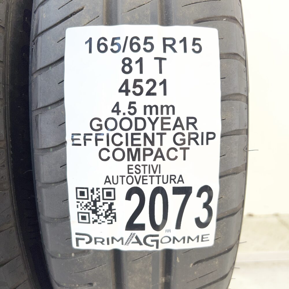 Pneumatici Usati 165 65 R15 81T Goodyear Efficient Grip Compact Estive | Gomme Usate | PrimaGomme.it Pneumatici usati 165 65 R15 Goodyear Efficient Grip Compact - foto 8