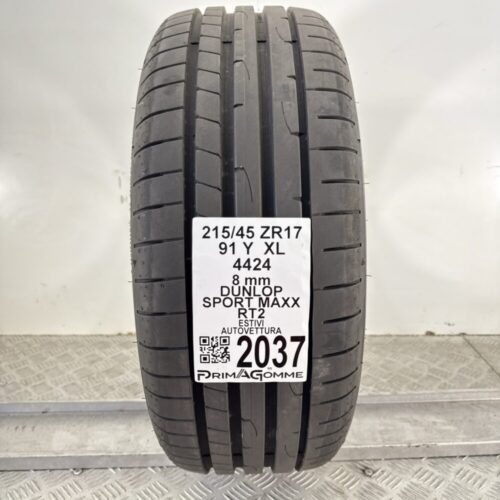 Pneumatico Usato 215 45 ZR17 XL 91Y Dunlop Sport Maxx RT2 100% Estivo