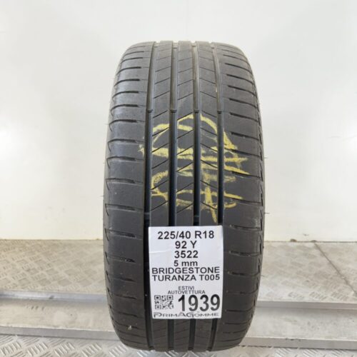 Pneumatico Usato 225 40 R18 92Y Bridgestone Turanza T005 71% Estivo