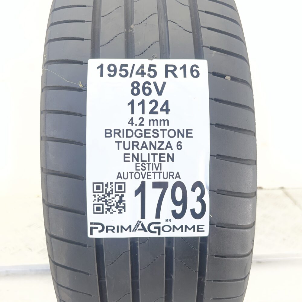 Pneumatico Usato 195 45 R16 86V Bridgestone Turanza 6 Enliten Estivo | Gomme Usate | PrimaGomme.it Pneumatico usato 195 45 R16 Bridgestone Turanza 6 Enliten - foto 7