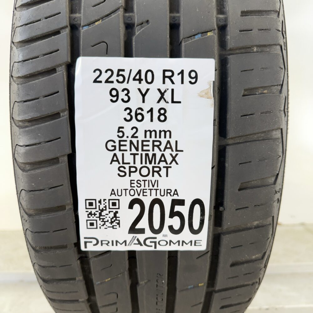 Pneumatico Usato 225 40 R19 XL 93Y General Altimax Sport 74% Estivo | Gomme Usate | PrimaGomme.it Pneumatico usato 225 40 R19 General Altimax Sport - foto 6