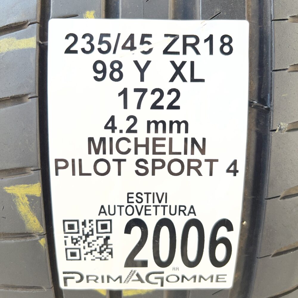 Pneumatico Usato 235 45 ZR18 XL 98Y Michelin Pilot Sport 4 Estivo | Gomme Usate | PrimaGomme.it Pneumatico usato 235 45 ZR18 Michelin Pilot Sport 4 - foto 7