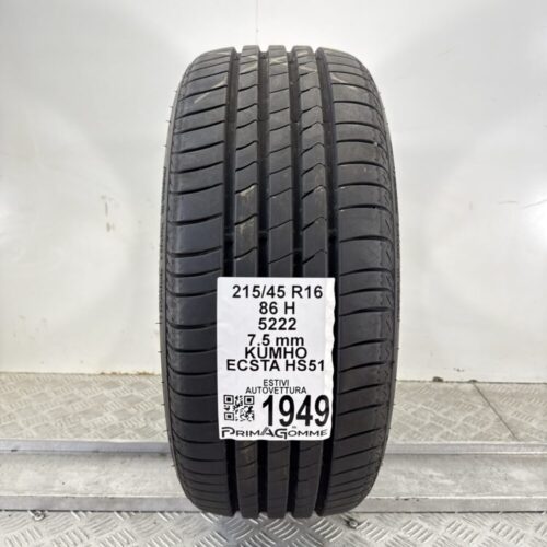 Pneumatico Usato 215 45 R16 86H Kumho Ecsta HS51 100% Estivo