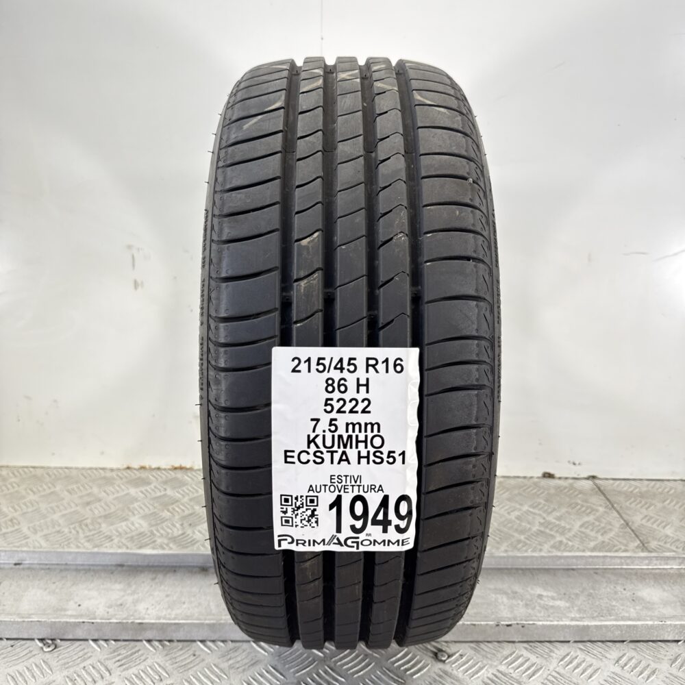 Pneumatico Usato 215 45 R16 86H Kumho Ecsta HS51 100% Estivo | Gomme Usate | PrimaGomme.it Pneumatico usato 215 45 R16 Kumho Ecsta HS51 - foto 8